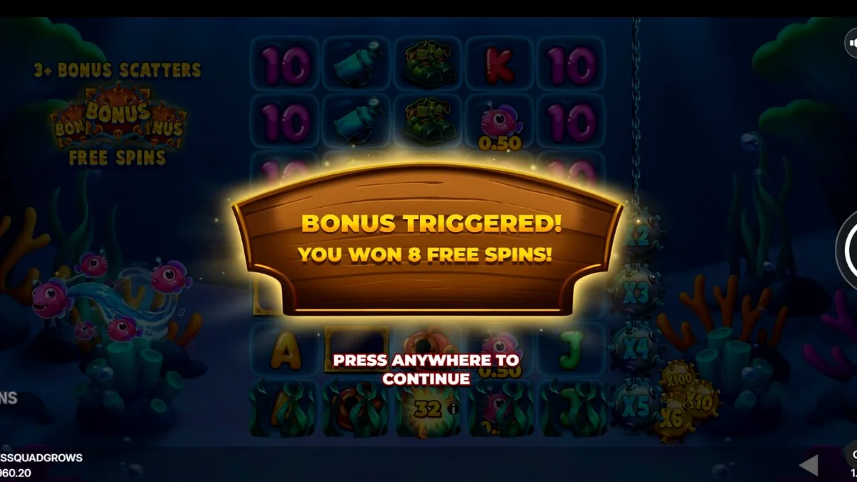 Tampilan visual slot Fishin’ Madness Quadgrows dengan tema bawah laut yang dinamis