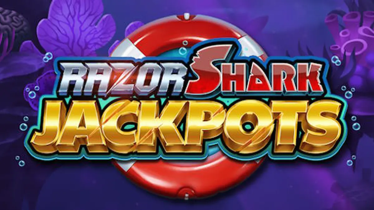 Tampilan visual slot Razor Shark Jackpots dengan tema bawah laut yang intens